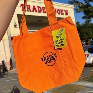 Trader Joe's Mini Canvas Tote Bag - Halloween 2025 - Orange - NEW
